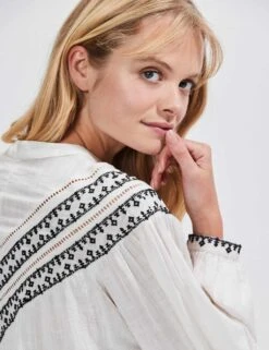 Cotton Rich Embroidered Relaxed Blouse -Marks and Spencer Shop cotton rich embroidered relaxed blouse 6