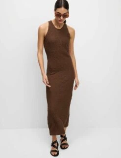 Cotton Rich Jersey Textured Midi Column Dress -Marks and Spencer Shop cotton rich jersey textured midi column dress 10