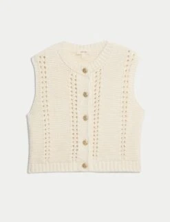 Cotton Rich Knitted Crew Neck Waistcoat 22 Cotton Rich Knitted Crew Neck Waistcoat -Marks and Spencer Shop cotton rich knitted crew neck waistcoat 8