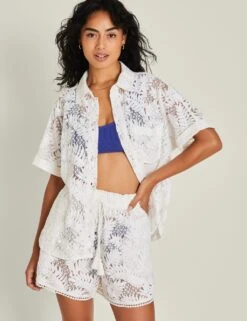 Accessorize Cotton Rich Lace High Waisted Shorts -Marks and Spencer Shop cotton rich lace high waisted shorts 8