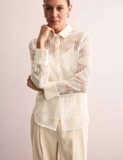 Jaeger Cotton Rich Lace Shirt -Marks and Spencer Shop cotton rich lace shirt 14