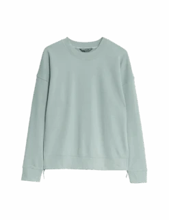 Cotton Rich Mesh Panel Relaxed Sweatshirt -Marks and Spencer Shop cotton rich mesh panel relaxed sweatshirt 1