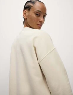 Cotton Rich Mesh Panel Relaxed Sweatshirt -Marks and Spencer Shop cotton rich mesh panel relaxed sweatshirt 13