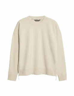 Cotton Rich Mesh Panel Relaxed Sweatshirt -Marks and Spencer Shop cotton rich mesh panel relaxed sweatshirt