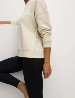 Cotton Rich Mesh Panel Relaxed Sweatshirt -Marks and Spencer Shop cotton rich mesh panel relaxed sweatshirt 7