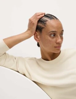 Cotton Rich Mesh Panel Relaxed Sweatshirt -Marks and Spencer Shop cotton rich mesh panel relaxed sweatshirt 9