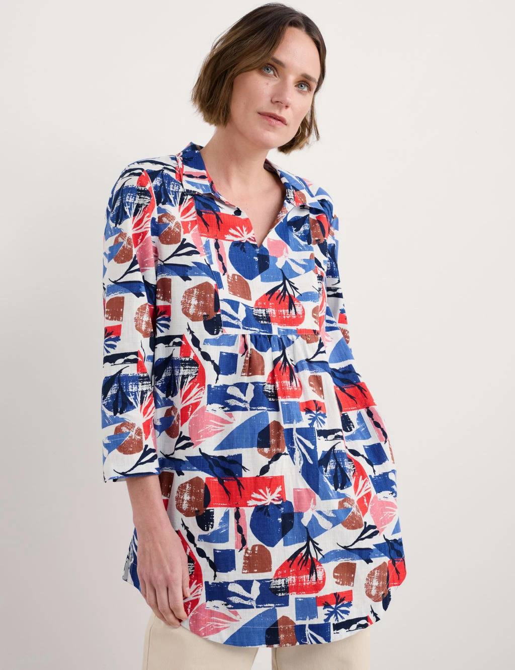 Cotton Rich Printed Notch Neck Relaxed Tunic 9 Cotton Rich Printed Notch Neck Relaxed Tunic - Image 8