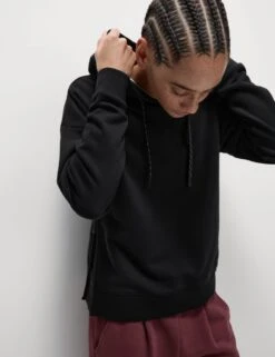 Cotton Rich Mesh Panel Relaxed Hoodie -Marks and Spencer Shop cotton rich relaxed hoodie 7