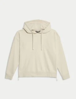 Cotton Rich Mesh Panel Relaxed Hoodie -Marks and Spencer Shop cotton rich relaxed hoodie 9