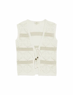 Cotton Rich Slim Textured Cropped Waistcoat -Marks and Spencer Shop cotton rich slim textured cropped waistcoat 1