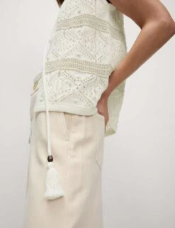 Cotton Rich Slim Textured Cropped Waistcoat -Marks and Spencer Shop cotton rich slim textured cropped waistcoat 17