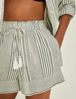 Accessorize Cotton Rich Striped Shorts With Linen -Marks and Spencer Shop cotton rich striped shorts with linen 6