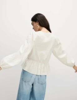 Cotton Rich Tie Front Blouse -Marks and Spencer Shop cotton rich tie front blouse 7