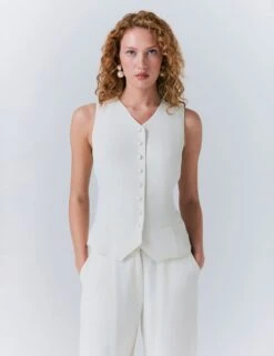 Ghost Crepe Single Breasted Waistcoat -Marks and Spencer Shop crepe single breasted waistcoat 4
