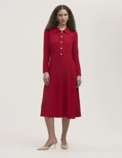 Crepe Textured Midi Shirt Dress -Marks and Spencer Shop crepe textured midi shirt dress 12
