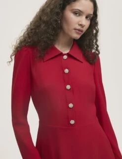 Crepe Textured Midi Shirt Dress -Marks and Spencer Shop crepe textured midi shirt dress 14