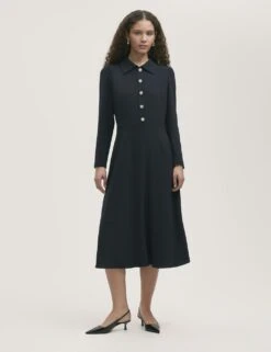 Crepe Textured Midi Shirt Dress -Marks and Spencer Shop crepe textured midi shirt dress 8