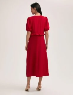 Crepe Tie Neck Frill Detail Midi Tea Dress -Marks and Spencer Shop crepe tie neck frill detail midi tea dress 11