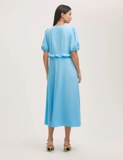Crepe Tie Neck Frill Detail Midi Tea Dress -Marks and Spencer Shop crepe tie neck frill detail midi tea dress 15