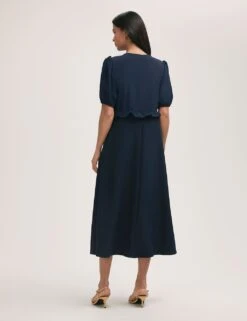 Crepe Tie Neck Frill Detail Midi Tea Dress -Marks and Spencer Shop crepe tie neck frill detail midi tea dress 8
