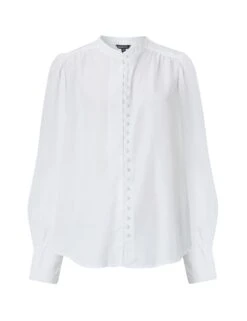 Crew Neck Button Through Puff Sleeve Blouse -Marks and Spencer Shop crew neck button through puff sleeve blouse 17