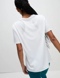 Crew Neck Laser Cut Relaxed T-Shirt -Marks and Spencer Shop crew neck relaxed t shirt 10