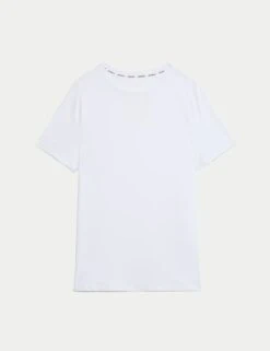 Crew Neck Laser Cut Relaxed T-Shirt -Marks and Spencer Shop crew neck relaxed t shirt 8