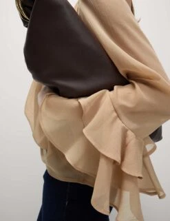 Crew Neck Ruffle Sleeve Blouse -Marks and Spencer Shop crew neck ruffle sleeve blouse 6