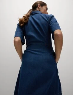Denim Button Front Midi Shirt Dress -Marks and Spencer Shop denim button front midi shirt dress 9