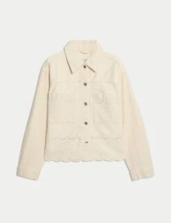 Denim Embroidered Relaxed Shacket -Marks and Spencer Shop denim embroidered relaxed shacket 7
