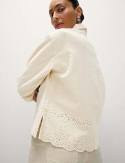 Denim Embroidered Relaxed Shacket -Marks and Spencer Shop denim embroidered relaxed shacket 8