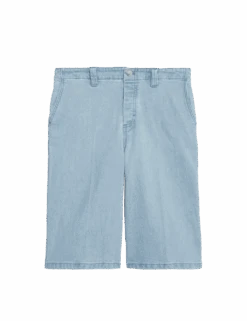 Denim High Waisted Knee Length Bermuda Shorts -Marks and Spencer Shop denim high waisted knee length bermuda shorts