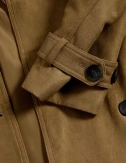 Double Breasted Longline Suedette Trench Coat -Marks and Spencer Shop double breasted longline trench coat 2