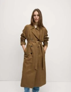 Double Breasted Longline Suedette Trench Coat -Marks and Spencer Shop double breasted longline trench coat 5