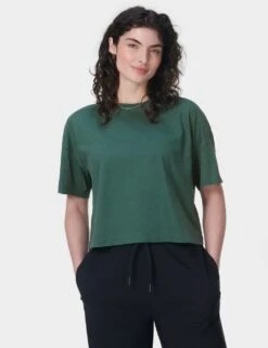 Sweaty Betty Essential Cotton Rich Crew Neck Crop T-Shirt -Marks and Spencer Shop essential cotton rich crew neck crop t shirt 14