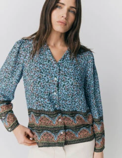 Ghost Floral Collared Button Through Blouse -Marks and Spencer Shop floral collared button through blouse 5