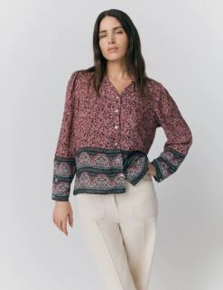 Ghost Floral Collared Button Through Blouse -Marks and Spencer Shop floral collared button through blouse 8