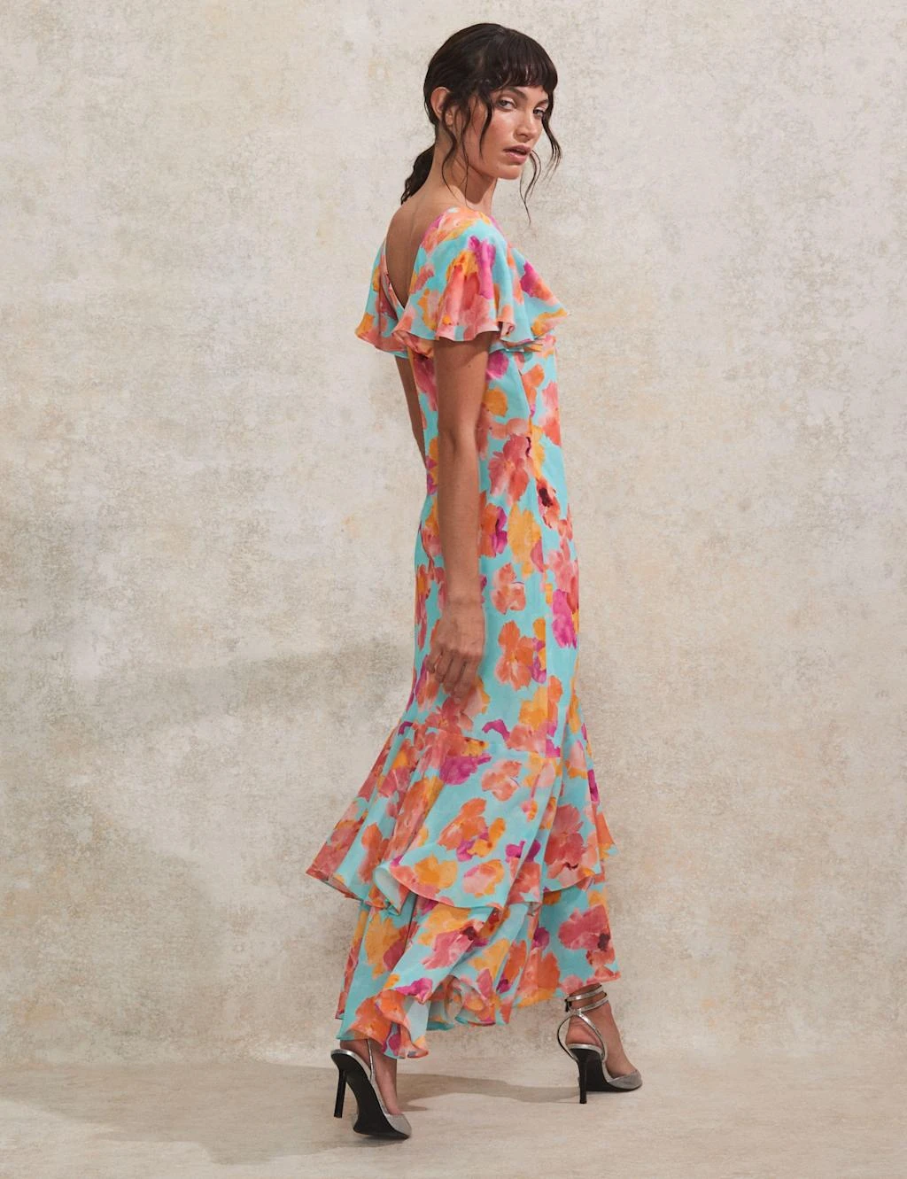 Floral Frill Sleeve Maxi Tiered Dress 13 Floral Frill Sleeve Maxi Tiered Dress - Image 11