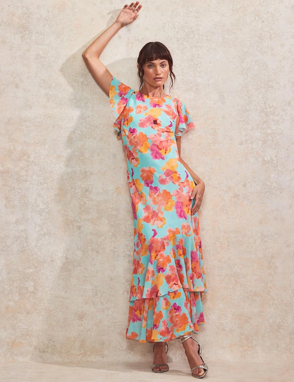 Floral Frill Sleeve Maxi Tiered Dress 14 Floral Frill Sleeve Maxi Tiered Dress - Image 12