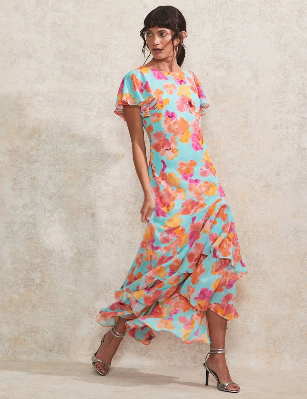 Floral Frill Sleeve Maxi Tiered Dress 9 Floral Frill Sleeve Maxi Tiered Dress - Image 7