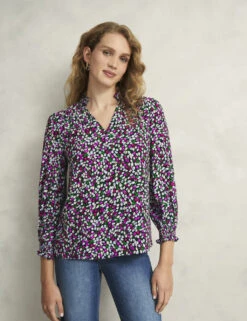 Floral Notch Neck Frill Sleeve Blouse -Marks and Spencer Shop floral notch neck frill sleeve blouse 9