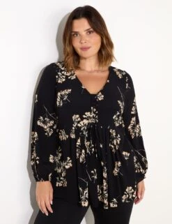 Floral Pleat Detail Tie Front Blouse -Marks and Spencer Shop floral pleat detail tie front blouse 3