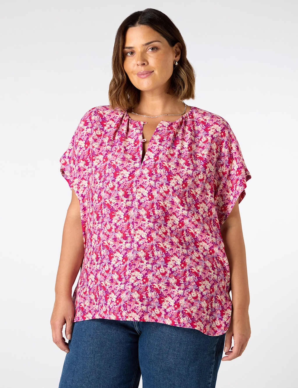 Floral Round Neck Button Detail Blouse 6 Floral Round Neck Button Detail Blouse - Image 4