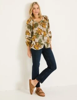 Floral Square Neck Lace Insert Blouson Sleeve Blouse -Marks and Spencer Shop floral square neck lace insert blouson sleeve blouse 10