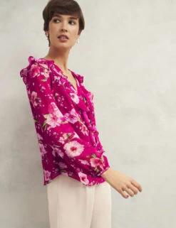 Floral V-Neck Frill Detail Blouse -Marks and Spencer Shop floral v neck frill detail blouse 11