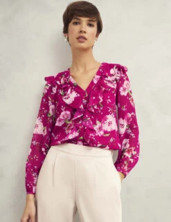 Floral V-Neck Frill Detail Blouse -Marks and Spencer Shop floral v neck frill detail blouse 13