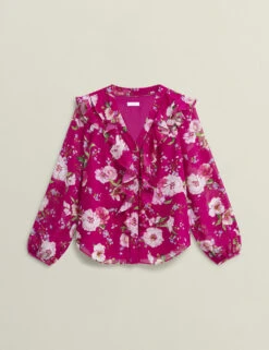 Floral V-Neck Frill Detail Blouse -Marks and Spencer Shop floral v neck frill detail blouse 7