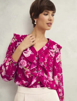 Floral V-Neck Frill Detail Blouse -Marks and Spencer Shop floral v neck frill detail blouse 9