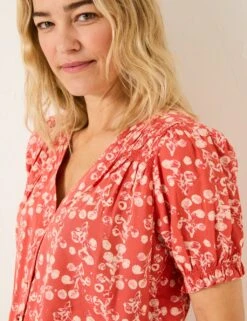 Floral V-Neck Shirred Detail Blouse -Marks and Spencer Shop floral v neck shirred detail blouse 5