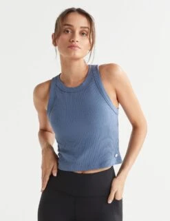 Harmony Cotton Rich Rib Crop Vest Top -Marks and Spencer Shop harmony cotton rich rib crop vest top 18